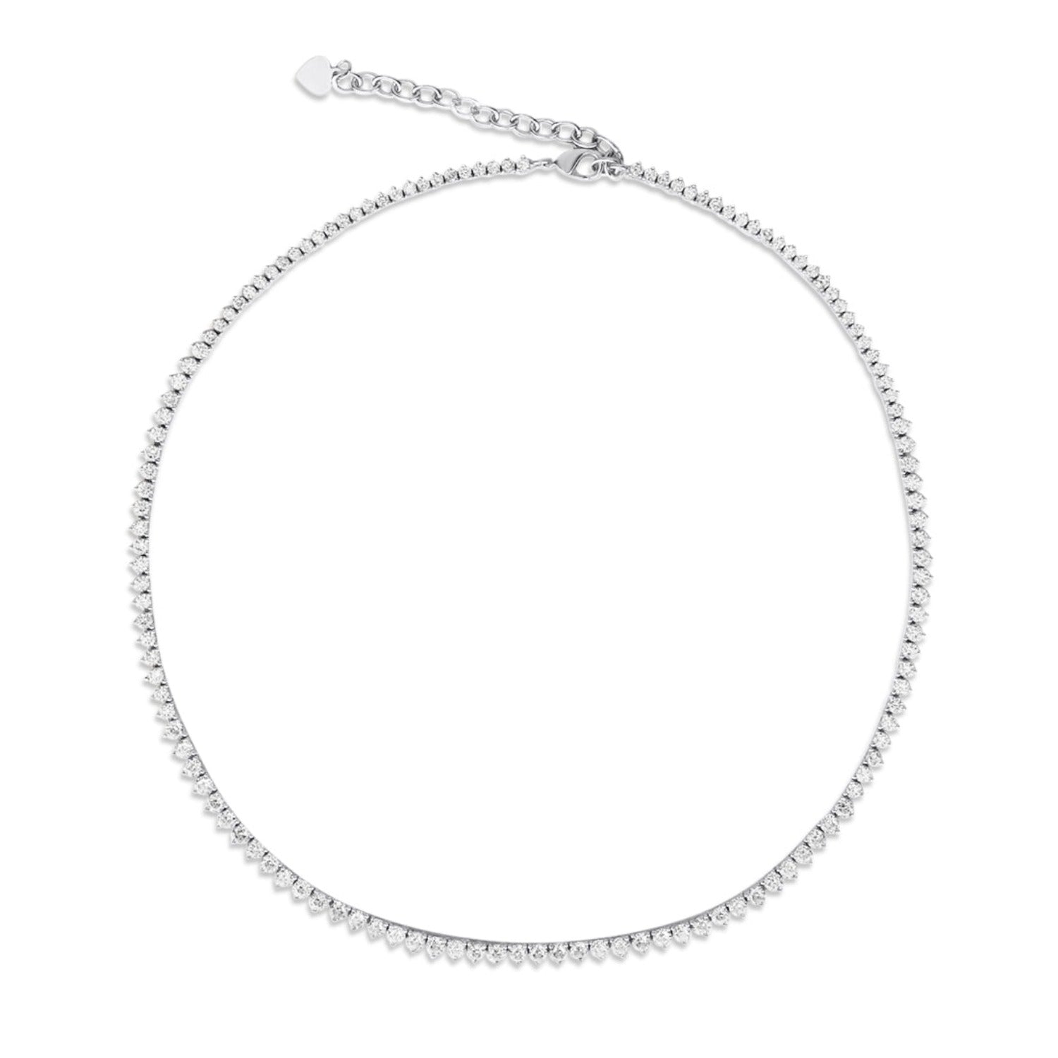 White Gold Round Gradual Tennis Necklace