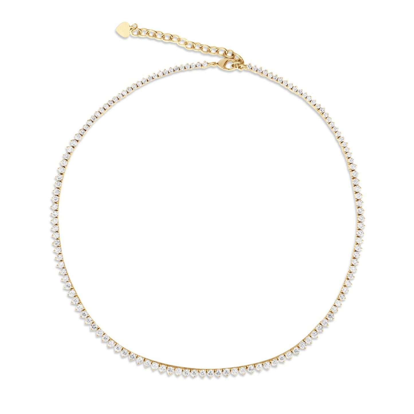 Yellow Gold Round Gradual Tennis Necklace