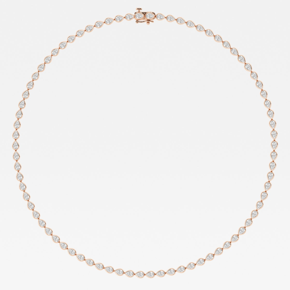 Rose Gold Pear Tennis Necklace