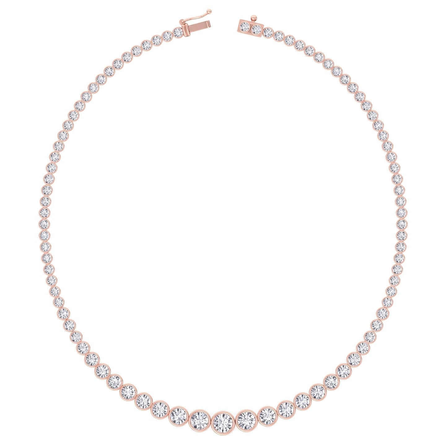 Rose Gold Round Bezel Tennis Necklace