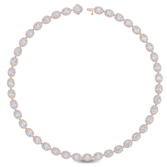 Rose Gold Oval Tennis Necklace
