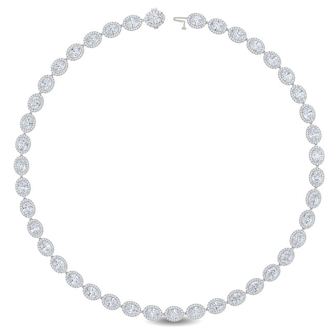 White Gold Oval Tennis Necklace