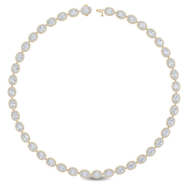 Yellow Gold Oval Tennis Necklace