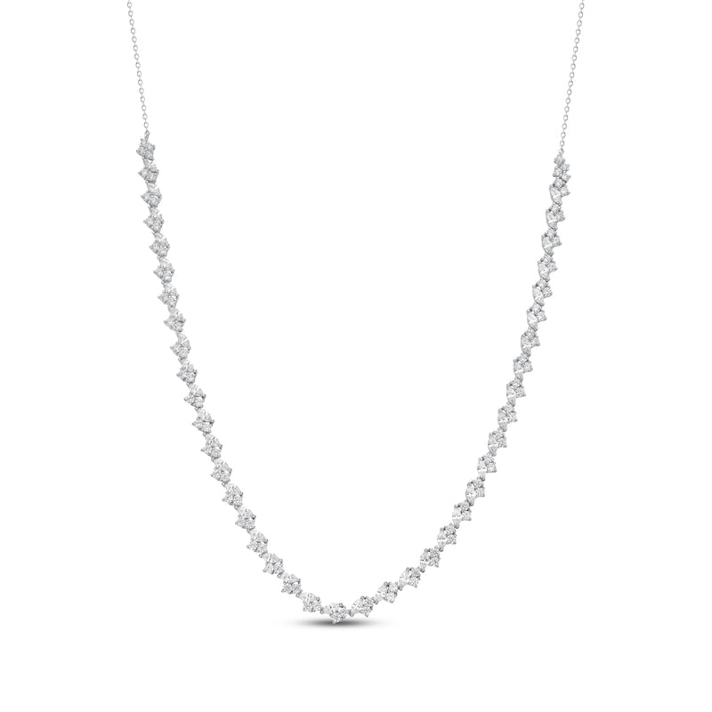 White Gold Marquise and Round Tennis Necklace