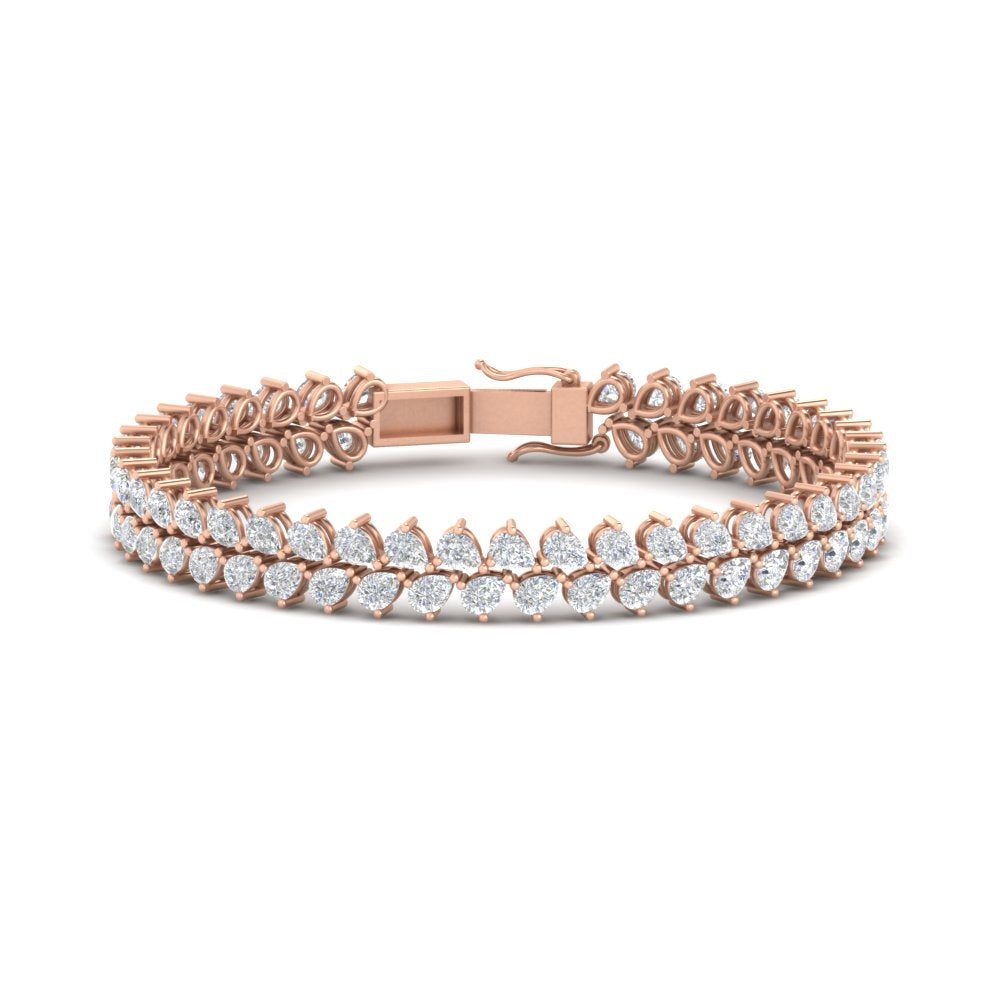 12 Carat Rose Gold Pear Double Row Tennis Bracelet