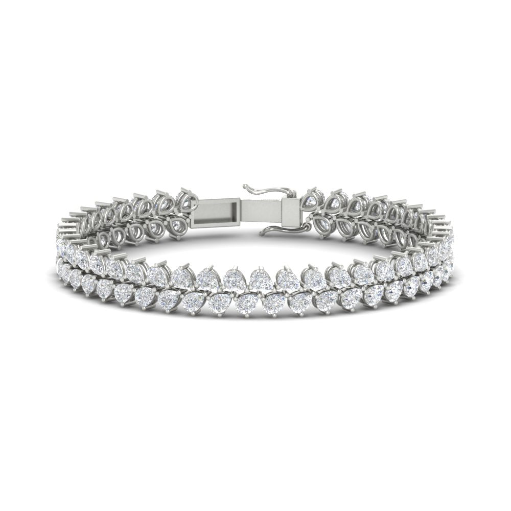 4 Carat White Gold Pear Double Row Tennis Bracelet