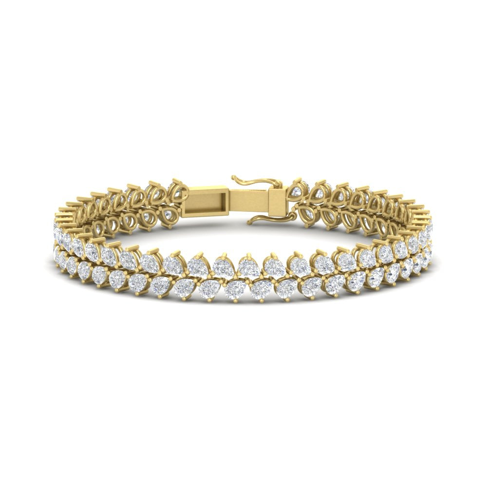 5 Carat Yellow Gold Pear Double Row Tennis Bracelet